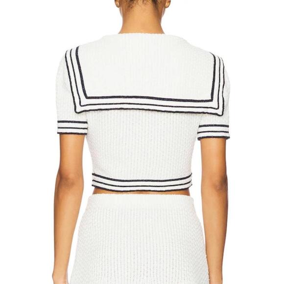 Self-Portrait White and Black Textured Blouse - Picture 7 of 7